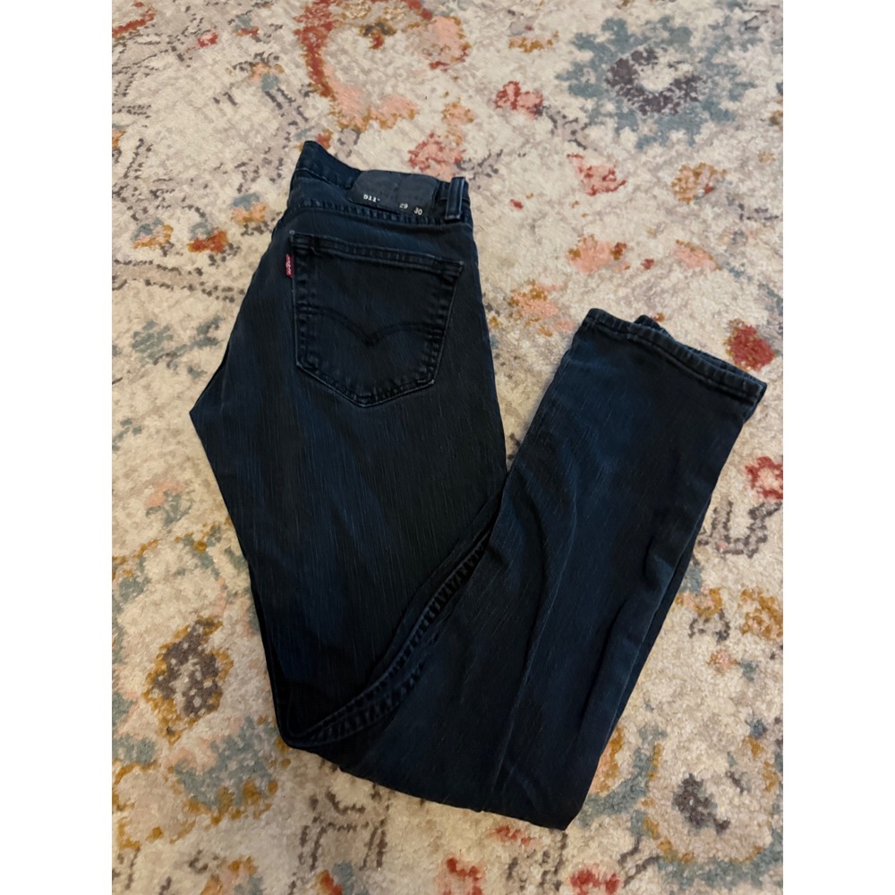 Levis 511 Slim Fit Jeans Mens 29x30 Faded Black Denim Pants 04511-4405